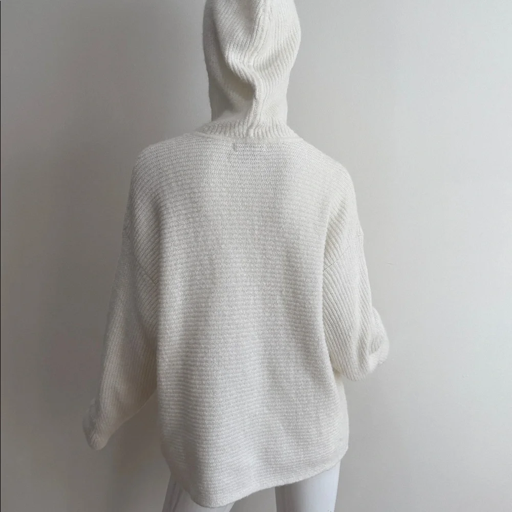 Banana Republic Hoodie Sweater Rib Knit Alpaca Wool Blend